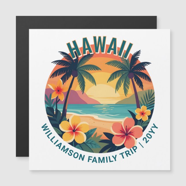 Custom Retro Hawaii Tropical Trip Magnetic Card (Front/Back)