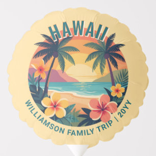 Custom Retro Hawaii Tropical Vacation Family Trip Balloon