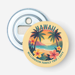 Custom Retro Hawaii Tropical Vacation Family Trip Bottle Opener