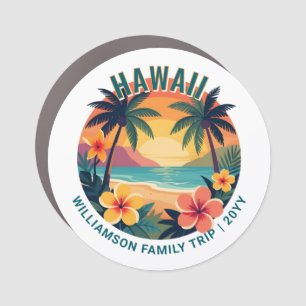 Custom Retro Hawaii Tropical Vacation Family Trip Car Magnet