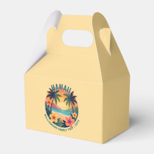 Custom Retro Hawaii Tropical Vacation Family Trip Favor Boxes