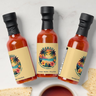 Custom Retro Hawaii Tropical Vacation Family Trip Hot Sauces