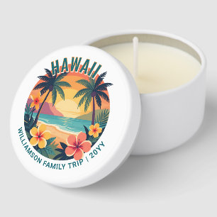 Custom Retro Hawaii Tropical Vacation Family Trip Mini Candle Favors