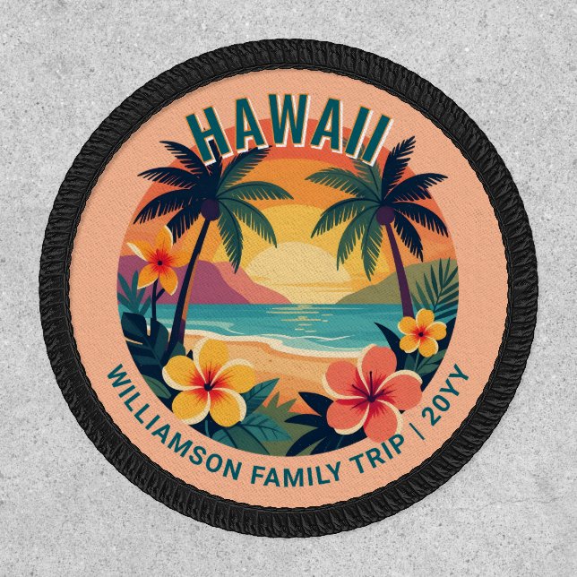 Custom Retro Hawaii Tropical Vacation Family Trip Patch (Front)