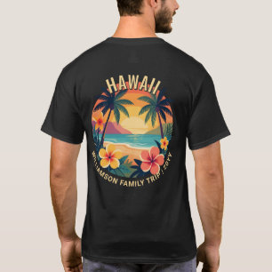 Custom Retro Hawaii Tropical Vacation Family Trip T-Shirt