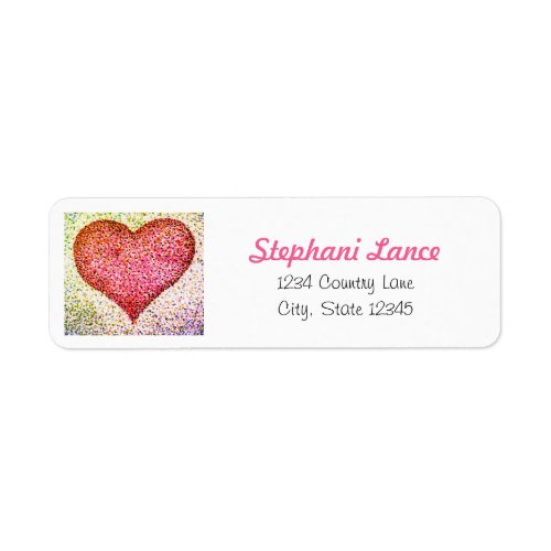 Custom Retro Hued Pointillism Heart Return Address Label