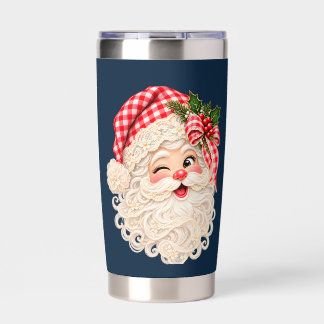 Custom Retro Lace Christmas Santa, Merry Christmas Insulated Tumbler
