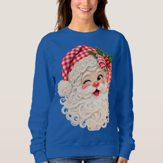 Custom Retro Lace Christmas Santa, Merry Christmas Sweatshirt