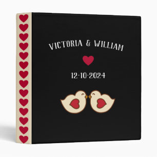 Custom Retro Love Birds Wedding Binder