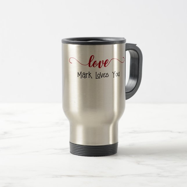 Custom Retro Love Expression Thermal Tumbler Mug (Front Right)