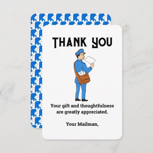 Custom Retro Mail Carrier  Thank You Card (Front/Back)
