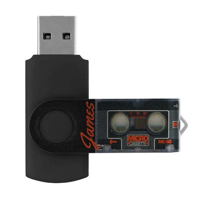 Custom Retro Micro Cassette Audiotape Personalized USB Flash Drive (Opened)