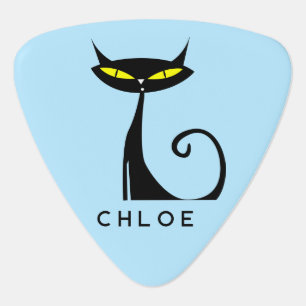 Custom Retro Mid Century Modern Atomic Black Cat Guitar Pick