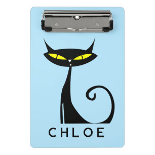 Custom Retro Mid Century Modern Atomic Black Cat Mini Clipboard