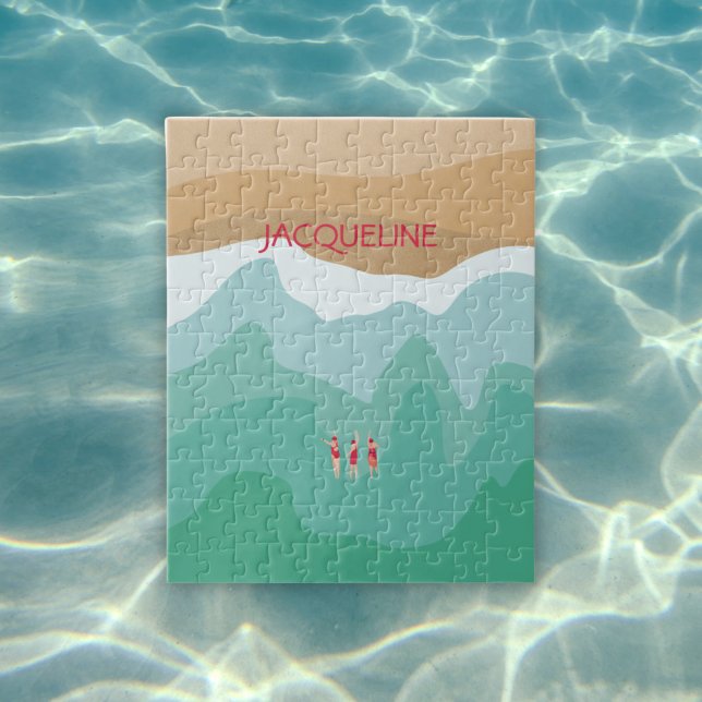 Custom Retro Minimalist Wild Swimming Ocean Jigsaw Puzzle (Creator Uploaded)
