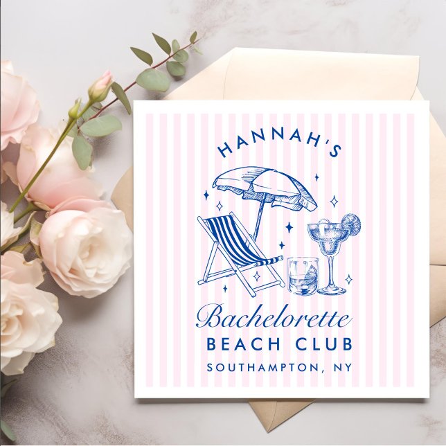 Custom Retro Modern Bachelorette Blue & Pink Napkins (Creator Uploaded)