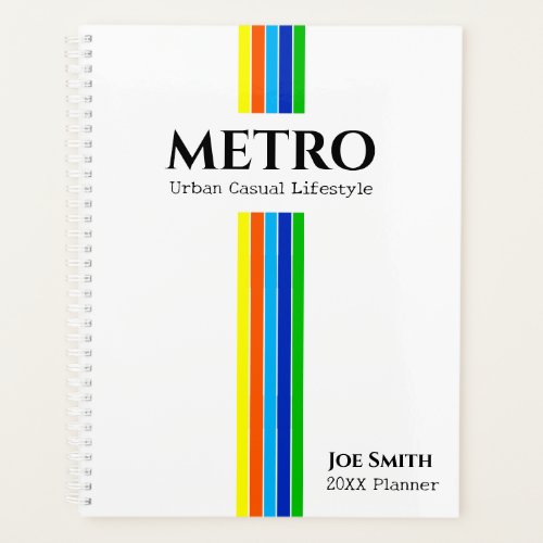 Custom Retro Modern Business Logo Vertical Stripes Planner