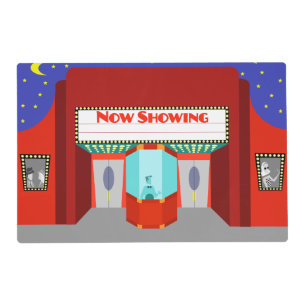 Custom Retro Movie Theater Laminated Placemat