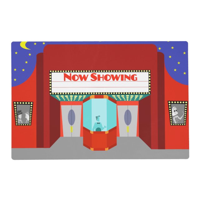 Custom Retro Movie Theater Laminated Placemat (Front)