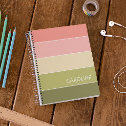 Custom Retro Multi Color Block Stripes Art Pattern Notebook
