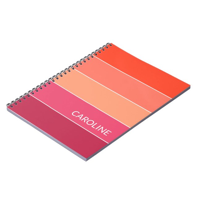 Custom Retro Multi Color Block Stripes Art Pattern Notebook (Left Side)