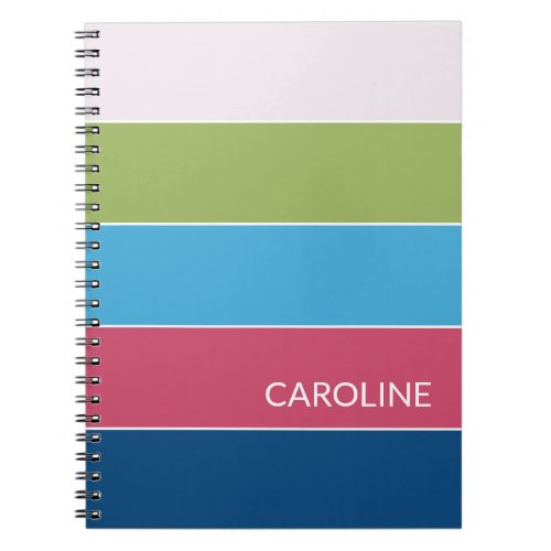 Custom Retro Multi Color Block Stripes Art Pattern Notebook