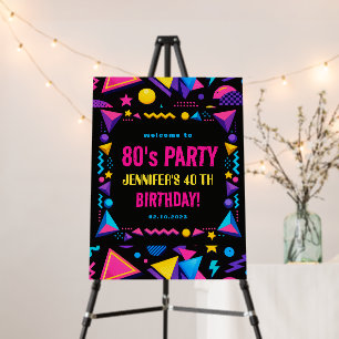 Custom Retro Neon 80’s Birthday Adult Foam Board