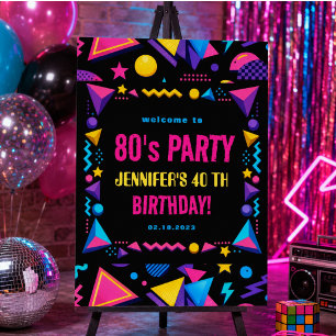Custom Retro Neon 80’s Birthday Adult Foam Board