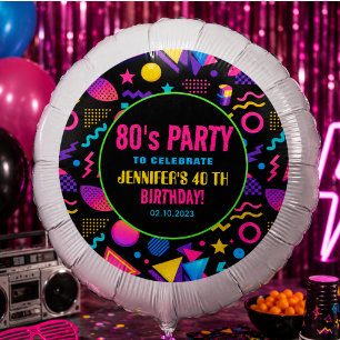 Custom Retro Neon 80’s Birthday – Fun Adult  Balloon