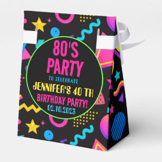 Custom Retro Neon 80’s Birthday – Fun Adult  Favor Boxes