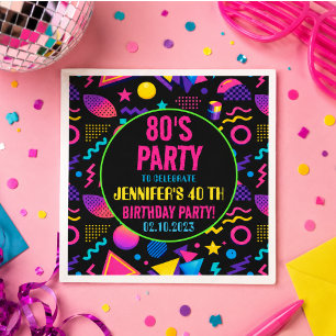 Custom Retro Neon 80’s Birthday – Fun Adult Napkins