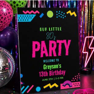 Custom Retro Neon 80’s Birthday Party Foam Board