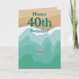 Custom Retro Open Water Swimming 40th Birthday Card