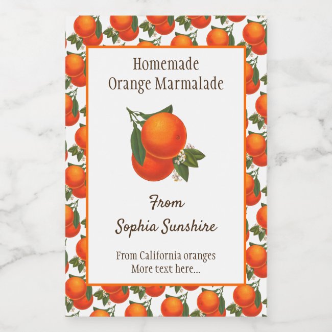 Custom Retro Oranges Pattern Food Labels