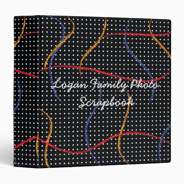 Custom Retro Paint Splatter and Dots Scrapbook 3 Ring Binder (Front/Spine)