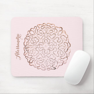 Custom Retro Pastel Pink Ombre Rose Gold Doily Mouse Pad