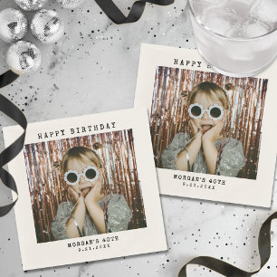 Custom Retro Photo Birthday Napkins