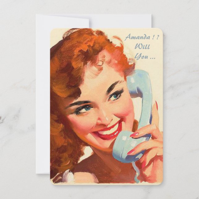 Custom retro pinup be my bridesmaid/maid of honor invitation (Front)