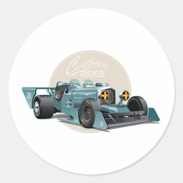 Custom retro race car concept classic round sticker (Front)