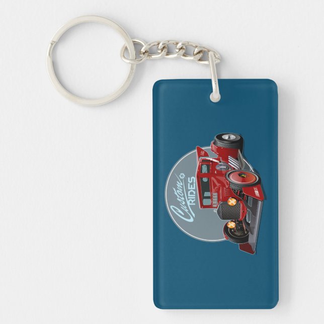Custom retro race car concept keychain (Front)