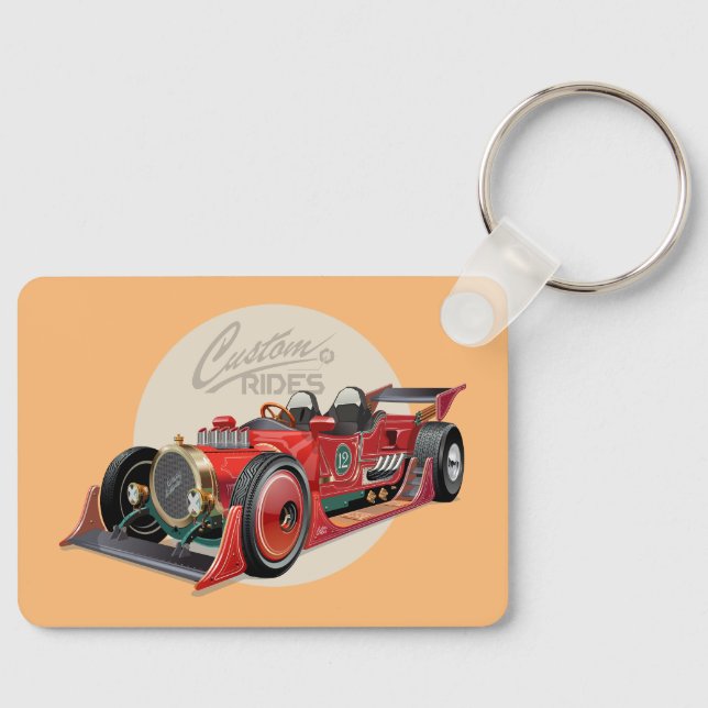 Custom retro race car concept keychain (Front)