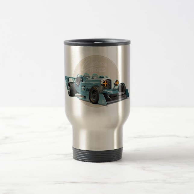 Custom retro race car concept travel mug (Center)