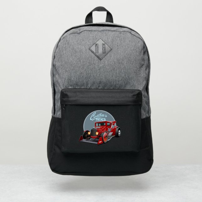 Custom retro race car port authority® backpack (Front)