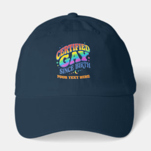 Custom Retro Rainbow Certified Gay Since Birth Hat