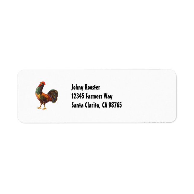 Custom Retro Rooster Return Address Label (Front)