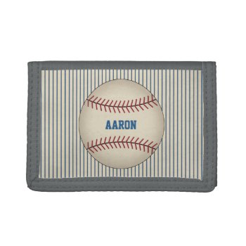 Custom Retro Sports Baseball Gift Trifold Wallet by suncookiez at Zazzle