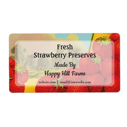 Custom Retro Strawberry Farm Art Canning Labels
