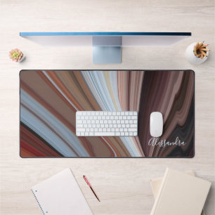 Custom Retro Stripes Abstract Colorful Watercolor Desk Mat