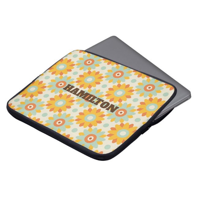 Custom Retro style geometric pattern Laptop Sleeve (Front Top)