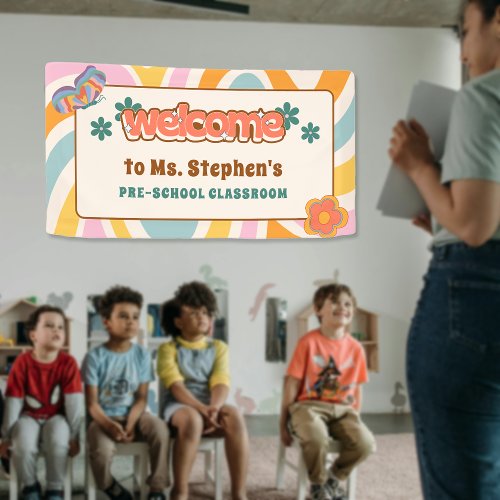 Custom Retro Style Welcome Teachers Classroom Banner